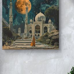 Myntra Elegant Homes Green & Yellow Tajmahal Canvas Wall Art-image-23