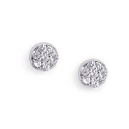 Luxevogue 92.5 Silver Rhodium Plated Circular Cubic Zirconia Studs Earrings-image-83