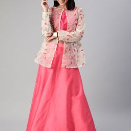 Ethnovog Pink Made to Measure Lehenga with Blouse  Jacket-image-33