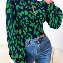 Stylecast X Slyck Animal Print Puff Sleeve Styled Back Crop Top-image-31