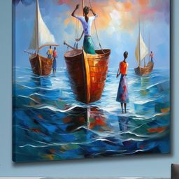 Myntra Elegant Homes Blue & Red 1 Piece Canvas Abstract Wall Art-1