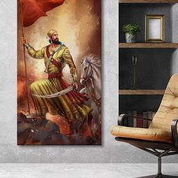 999Store Brown & Black Canvas Shivaji Maharaj Wall Paintings-image-21