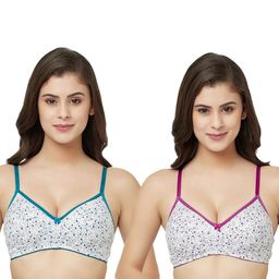 GROVERSONS Paris Beauty Pack Of 2 Purple & Blue Floral Bra - Underwired-46
