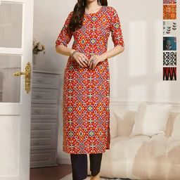 7Threads Women Pack of 6 Ethnic Motifs Printed Floral Crepe Kurta-image-72