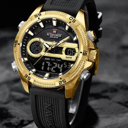 Naviforce Men Brass Dial & Straps Analogue and Digital Multi Function Watch NF9223 GBB-image-31