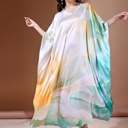 LABEL AARNA Aqua Waves Soft Satin Kaftan with Digital Print-image-19