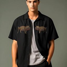 HE SPOKE Men Smart Tailored Fit Animal Printed Casual Shirt-image-39