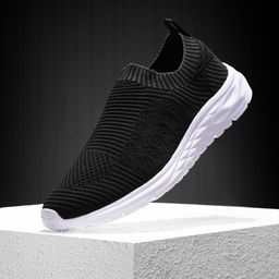 HRX by Hrithik Roshan Men Black Woven Design Soft Walk Slip-On Shoes-picture-46