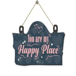 Indigifts Unisex Navy Blue & Pink Wooden Door Wall Hanging - 8x12.5 Inch-image-20