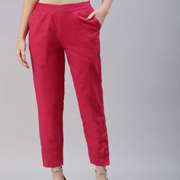 SVARCHI Women Pink Solid Pleated Trousers-image-69