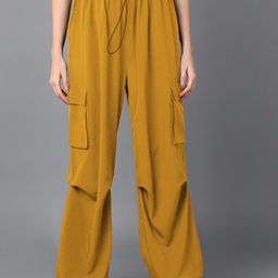 The Roadster Lifestyle Co. Women Mustard Baggy Fit Parachute Rapid-Dry Trousers-image-45