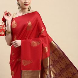 Royal Rajgharana Saree Woven Design Ethnic Motifs Zari Pure Silk Banarasi Saree-image-57