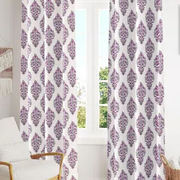 Trance Home Linen Mauve & White 2 Pcs Printed Room Darkening Pure Cotton Door Curtains-image-19