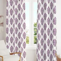 Trance Home Linen Mauve & White 2 Pcs Printed Room Darkening Pure Cotton Door Curtains-image-31