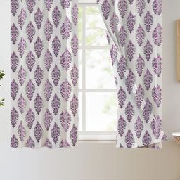 Trance Home Linen Mauve & White 2 Pcs Printed Room Darkening Pure Cotton Window Curtains-image-18