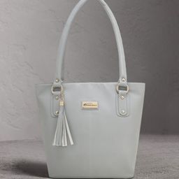 SHINING STAR Grey PU Structured Shoulder Bag with Tasselled-image-34