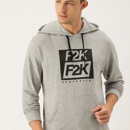 Flying Machine Men Grey Hooded Sweatshirt with Applique Detail-image-31