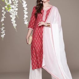 Anouk Women Floral Printed Regular Kurta with Palazzos & With Dupatta-picture-20