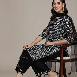 Anouk Women Printed Regular Gotta Patti Kurta with Palazzos & With Dupatta-image-80