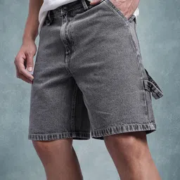 The Roadster Life Co. Men Mid-Rise Washed Effect Pure Cotton Relaxed Fit Carpenter Jorts-picture-38