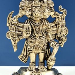 Exotic India Brass Ten Armed Panchamukhi Hanuman with Abhay Mudra Showpiece-image-64