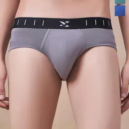 Masch Sports Pack Of 3 Low-Rise Anti-Microbial Basic Briefs BRF-3-SOL-EI-GRY-ET-GRN-BLU-image-56