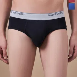 Masch Sports Pack Of 3 Low-Rise Anti-Microbial Basic Briefs BRF-3-SOL-ET-BLK-RED-BLU-image-62