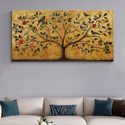 999Store Gold Toned & Brown Canvas Floral and Botanical Wall Art-image-7