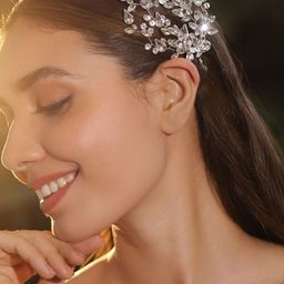 Rubans Silver-Toned Crystal Floral Side Clip Hair Accessory-4
