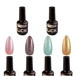 LICK Set Of 6 Color Polish Gel Nail Polish-15 ml Each-Shade 40-53-65-78-Top Coat-Base Coat-5
