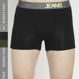 UnderJeans by Spykar Men Pack Of 2 Olive Green & Black Solid Trunk UJEPTC056OLIVEBLACK-image-95