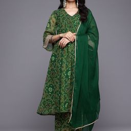 Varanga Bandhani Printed Empire Gotta Patti Kurta With Trousers & Dupatta-image-62
