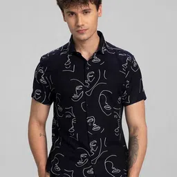 Snitch Men Navy Blue Classic Slim Fit Opaque Printed Casual Shirt-picture-11