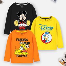 YK Disney Boys Pack Of 3 Mickey Mouse Printed Hooded Cotton Sweatshirt-34