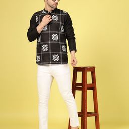 Rigo Men Comfort Slim Fit Band Collar Floral Printed Cotton Casual Shirt-image-94