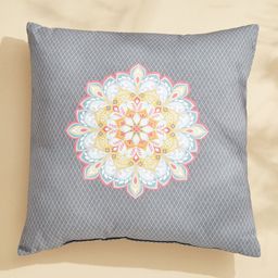 Home Centre Amaya Mandala Grey & White Floral Printed Cotton Filler Cushion-image-44