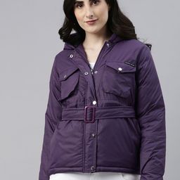Campus Sutra Women Purple Windcheater Outdoor Padded Jacket-image-92