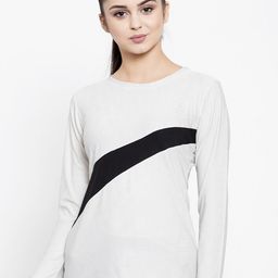 Boston Club Women Cream-Coloured Colourblocked Round Neck T-shirt-picture-21