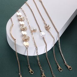 Zaveri Pearls Pack Of 6 Women Gold-Toned & White Gold-Plated Wraparound Bracelet-12