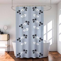 Kuber Industries Grey & White 6 Pieces Floral Printed Shower Curtains-9