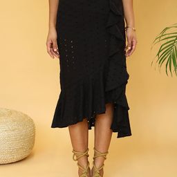 DressBerry Women Schiffli A-Line Knee Length Ruffled Skirts-image-45