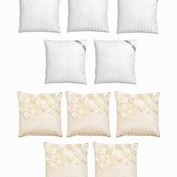 HOSTA HOMES Set Of 5 Striped Cushions & 5 Embellished Square Cushion Covers-image-16