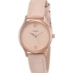 Timex Women Brass Embellished Dial & Leather Textured Straps Analogue Watch TW00ZR270E-27