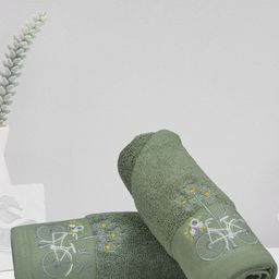 RANGOLI Green 2-Pieces 540 GSM Pure Cotton Soft Hand Towels-34