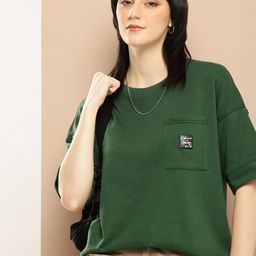 Difference of Opinion Drop-Shoulder Sleeves Oversized Pure Cotton Applique T-shirt-image-97