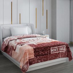 Monte Carlo Beige & Brown Conversational Printed Mild Winter 600 GSM Single Bed Blanket-image-96