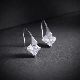 Carlton London  Silver-Toned Rhodium-Plated CZ Studded Drop Earrings-image-78