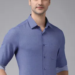 Arrow Men Blue Self designed Manhattan Slim Fit Pure Cotton Formal Shirt-picture-33