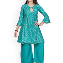 BAESD Girls Floral Printed Angrakha Gotta Patti Pure Cotton Kurti with Palazzos-picture-40