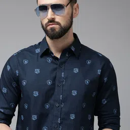 U.S. Polo Assn. Men Navy Blue Tailored Fit Printed Pure Cotton Casual Shirt-image-52